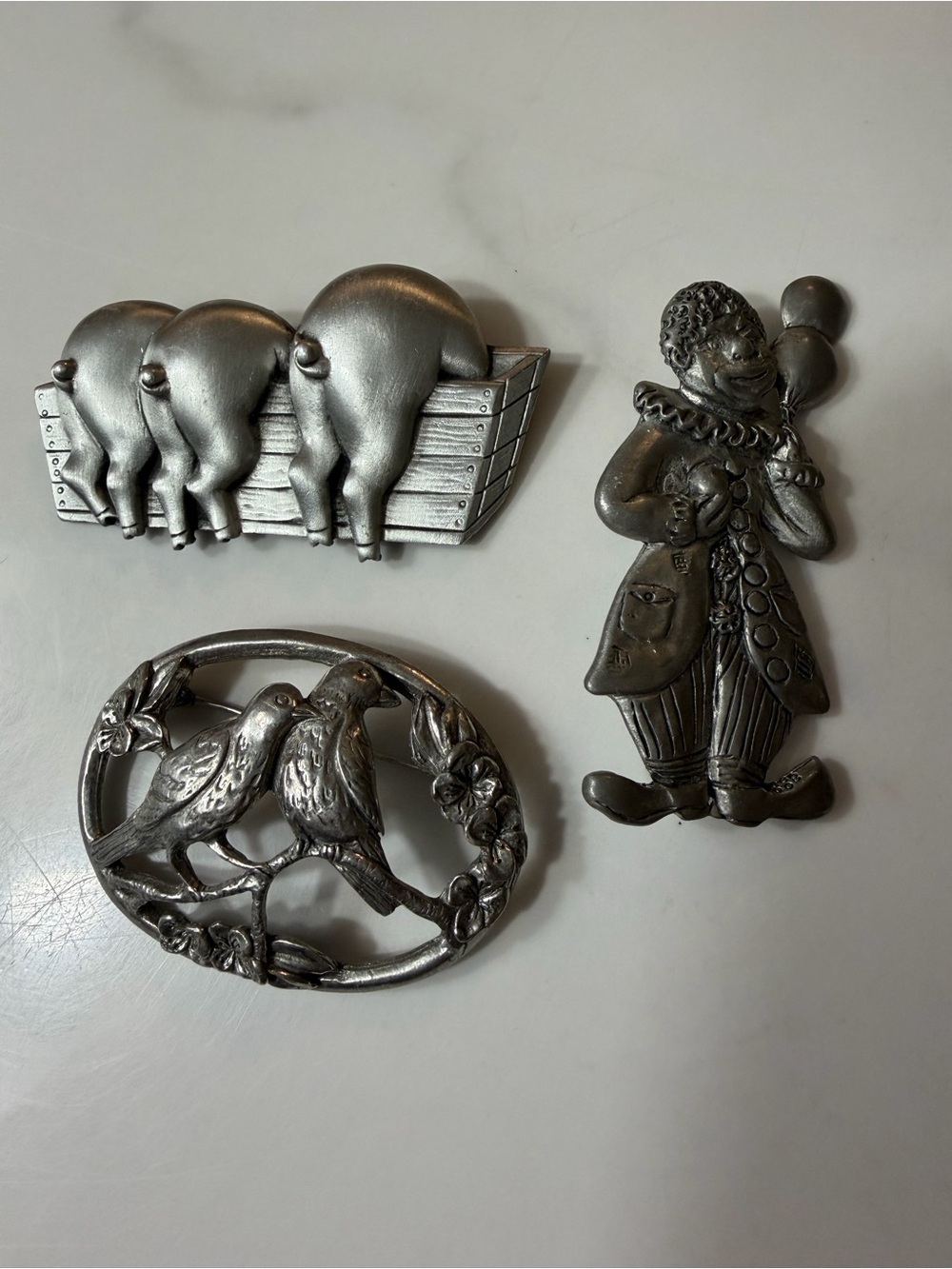 Pewter Lot- One JJ brooch, Seagull and Blue mist
